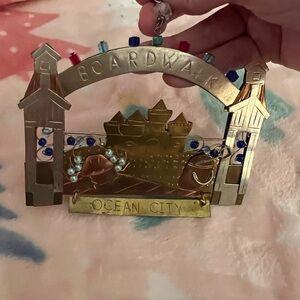 Gold Ocean City Boardwalk Holiday Ornament